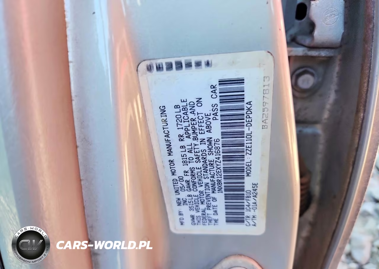 2000 Toyota Corolla Ve VIN:1NXBR12EXYZ416876 - 12