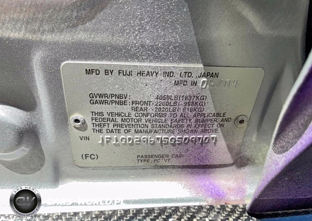 2005 Subaru Impreza Wrx VIN:JF1GD29675G509707 - 10