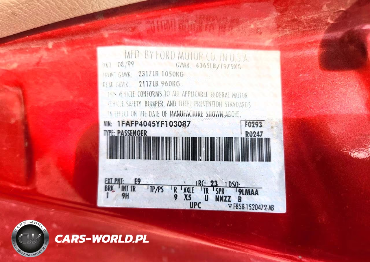 2000 Ford Mustang VIN:1FAFP4045YF103087 - 12