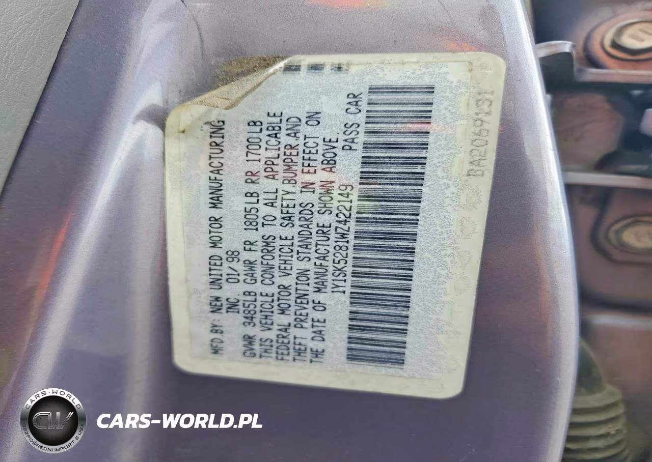 1998 Chevrolet Geo Prizm Base VIN:1Y1SK5281WZ422149 - 12