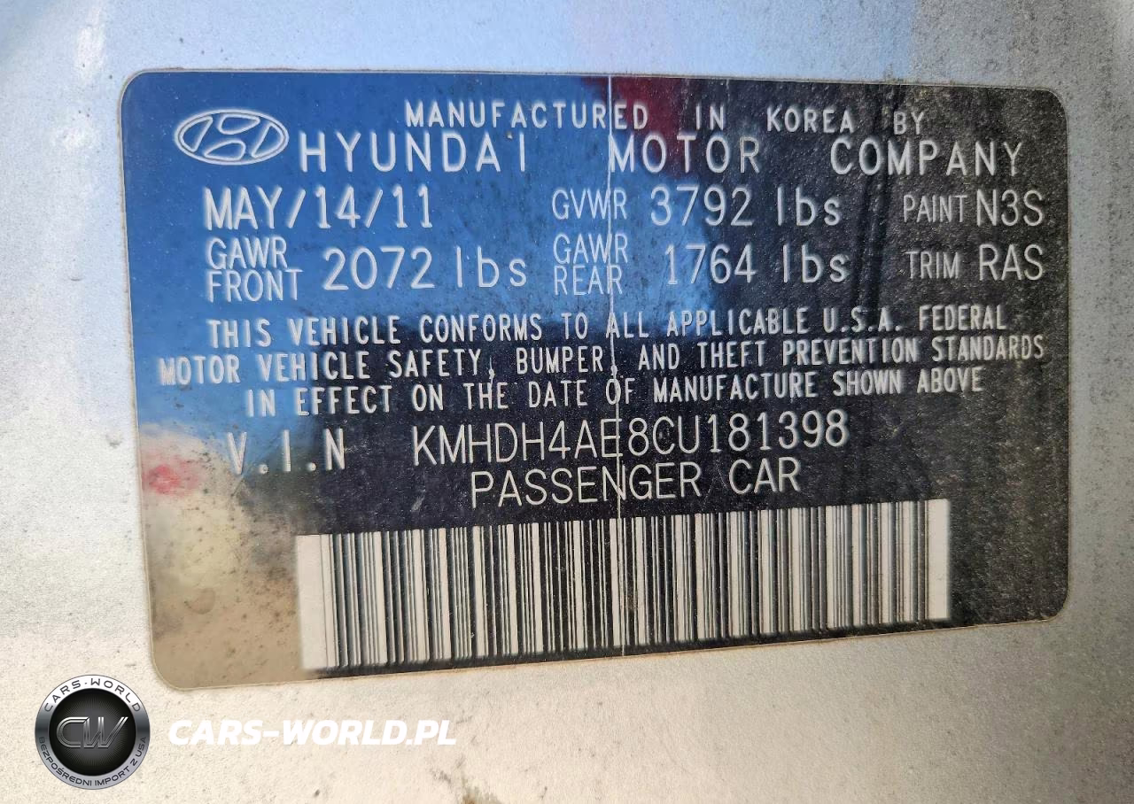 2012 Hyundai Elantra Limited VIN:KMHDH4AE8CU181398 - 12
