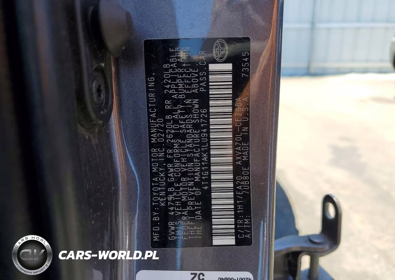 2020 Toyota Camry Se VIN:4T1G11AK1LU941726 - 13