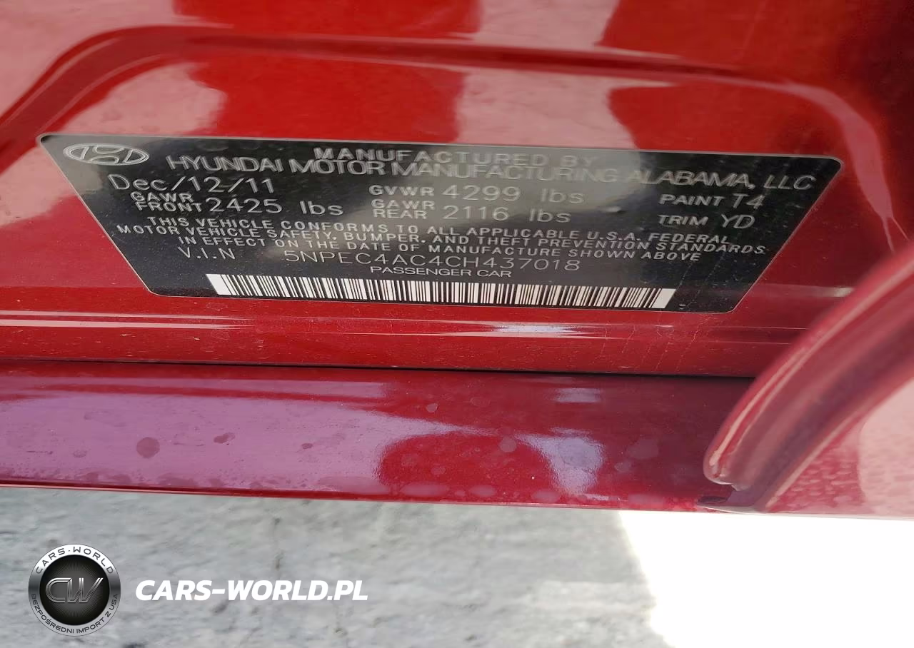 2012 Hyundai Sonata Limited VIN:5NPEC4AC4CH437018 - 12