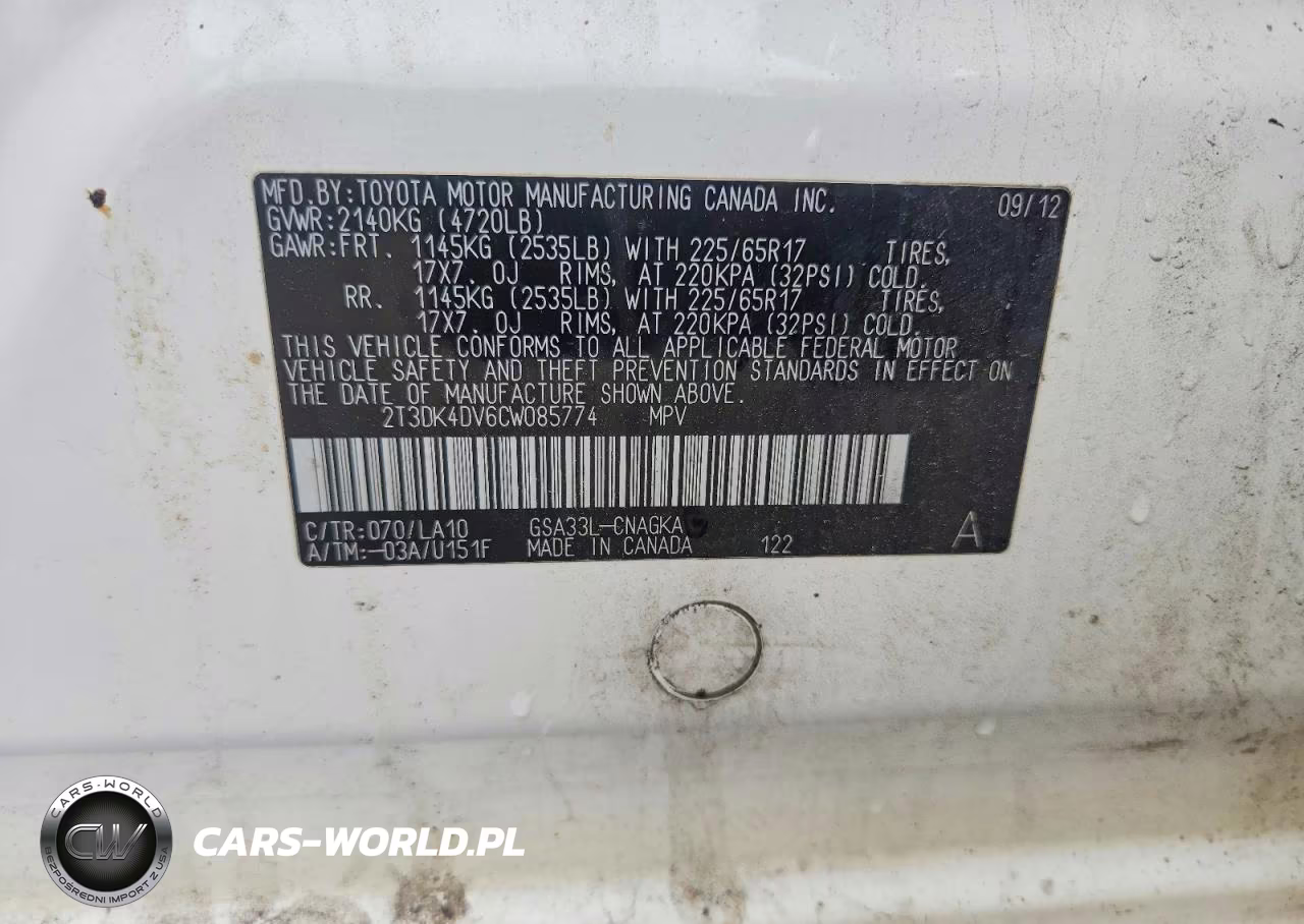 2012 Toyota Rav4 Limited VIN:2T3DK4DV6CW085774 - 12