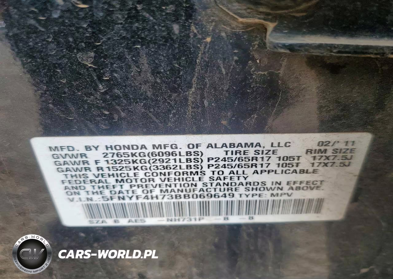 2011 Honda Pilot Exln VIN:5FNYF4H73BB069649 - 13