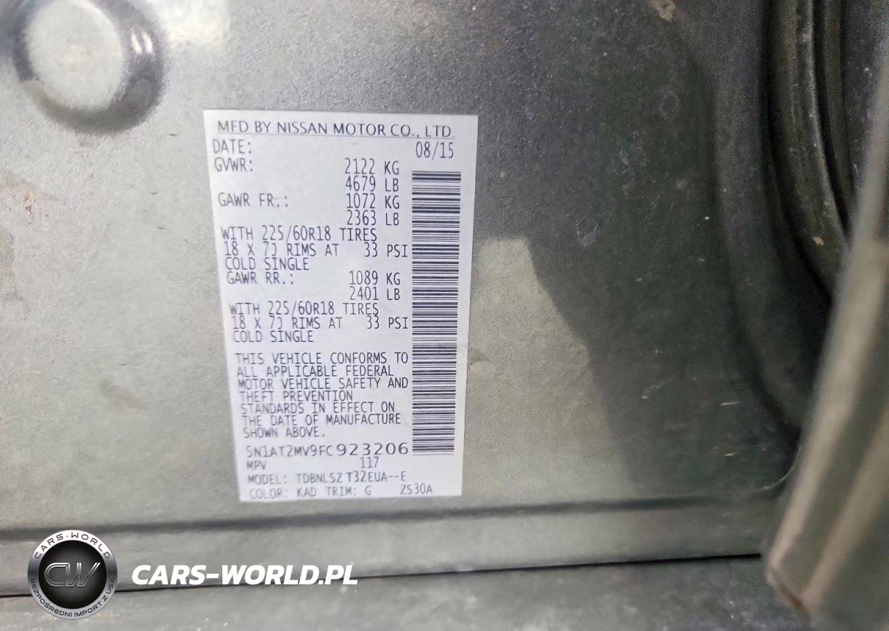 2015 Nissan Rogue Sl VIN:5N1AT2MV9FC923206 - 14