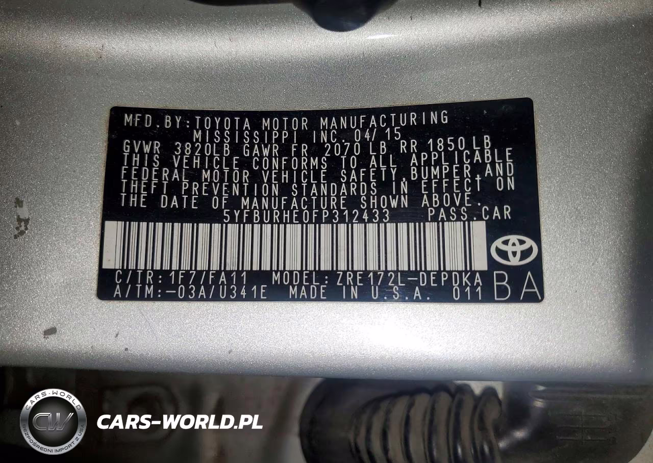 2015 Toyota Corolla L VIN:5YFBURHE0FP312433 - 12
