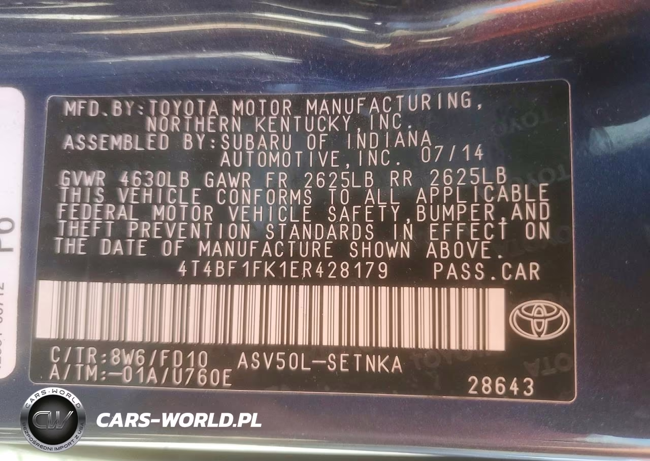 2014 Toyota Camry Le VIN:4T4BF1FK1ER428179 - 12
