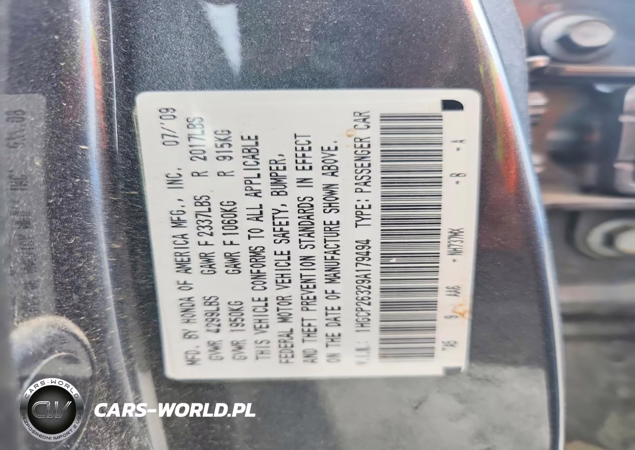 2009 Honda Accord Lx VIN:1HGCP26329A179494 - 13