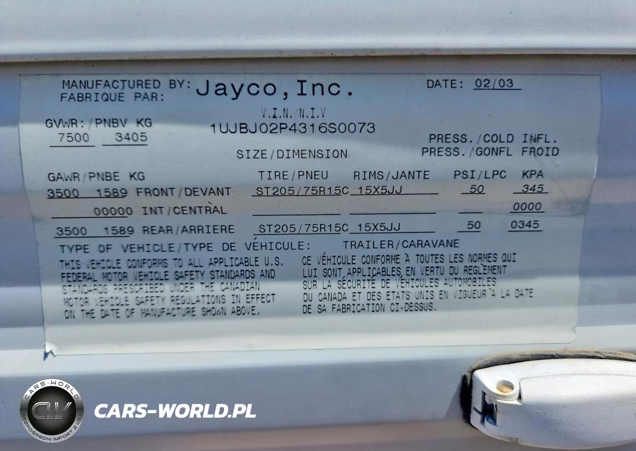 2003 Jayco Qwest Camper VIN:1UJBJ02P4316S0073 - 10