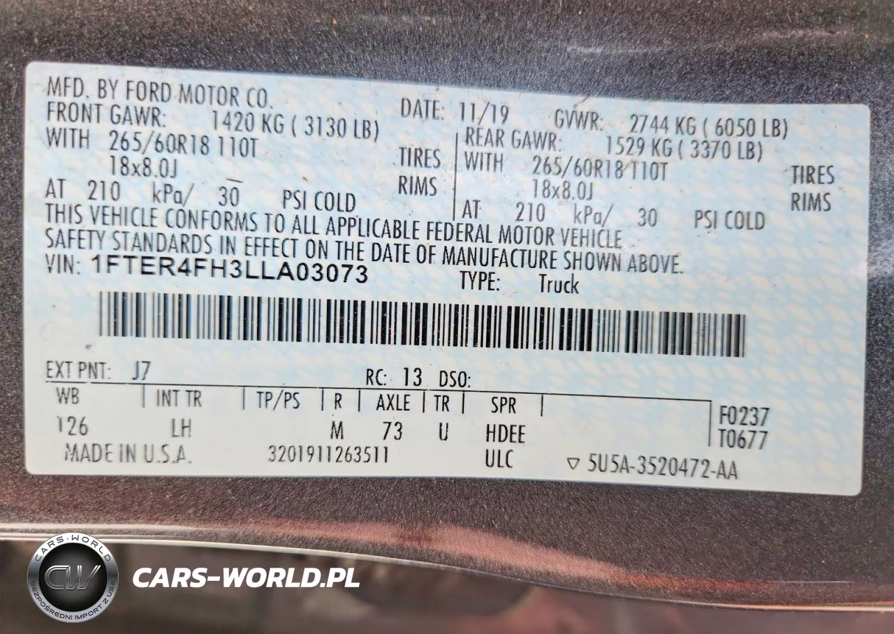 2020 Ford Ranger Xl VIN:1FTER4FH3LLA03073 - 12