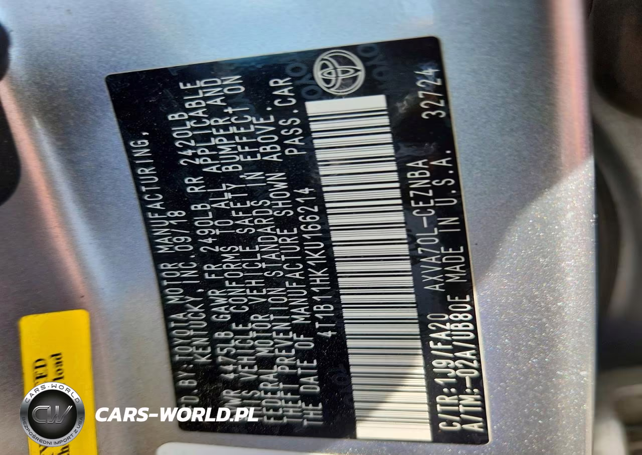 2019 Toyota Camry Le VIN:4T1B11HK1KU166214 - 12