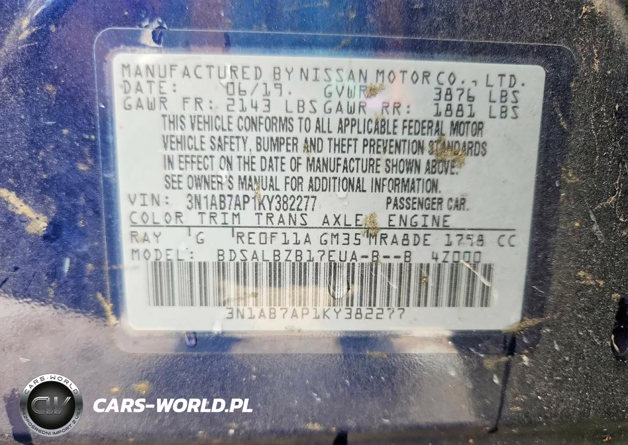 2019 Nissan Sentra S VIN:3N1AB7AP1KY382277 - 12