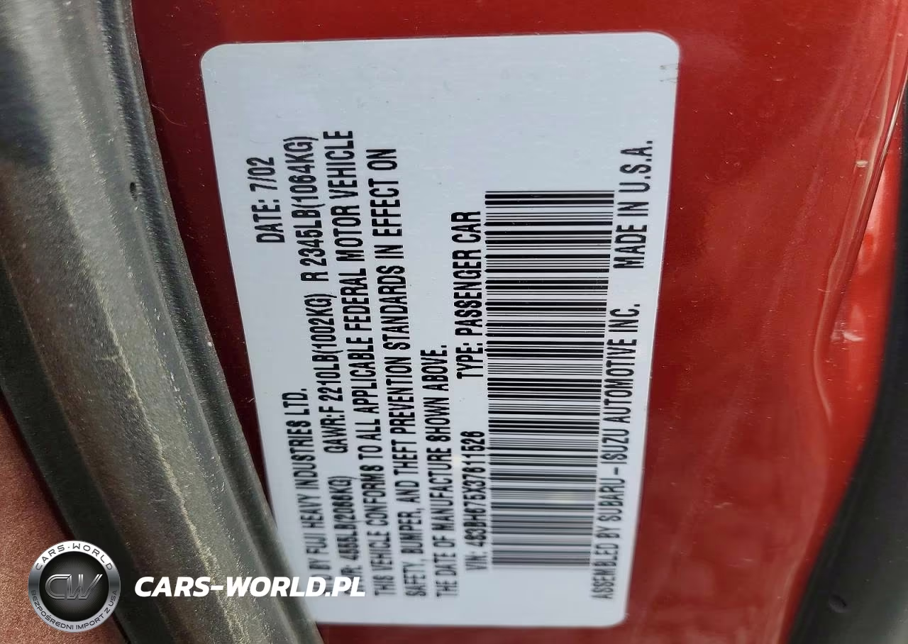2003 Subaru Legacy Outback Awp VIN:4S3BH675X37611526 - 12