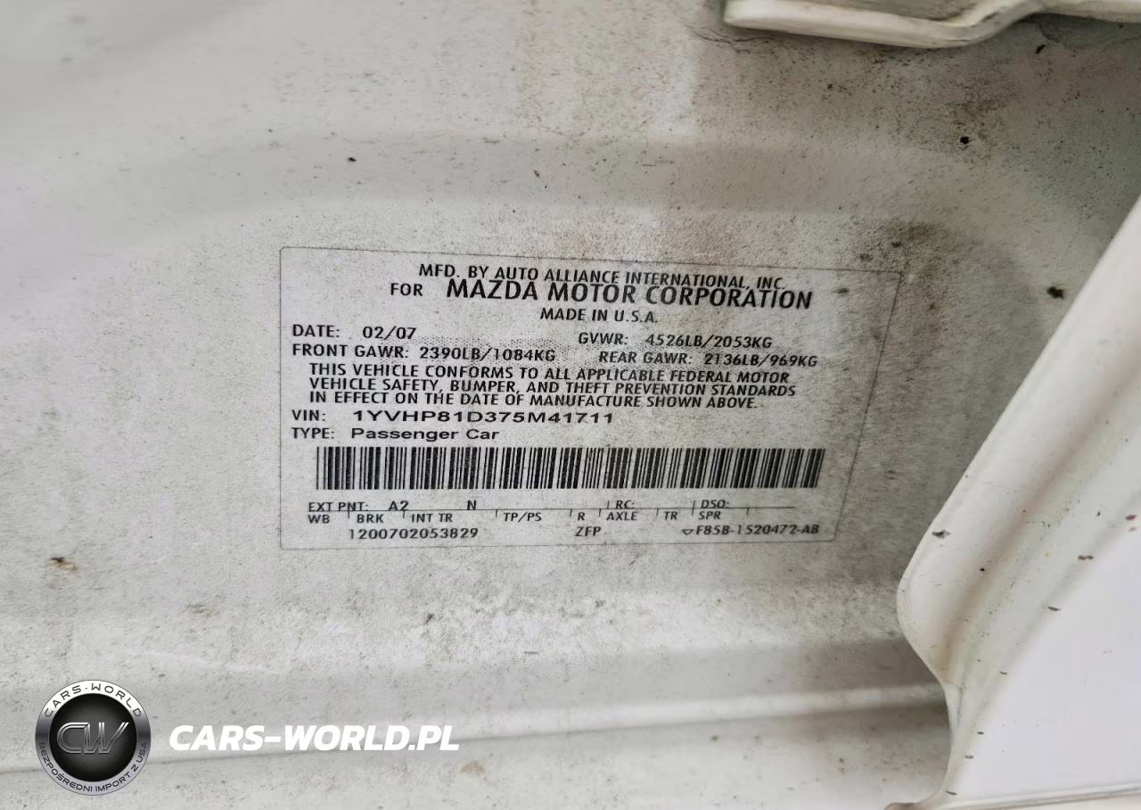 2007 Mazda 6 S VIN:1YVHP81D375M41711 - 12