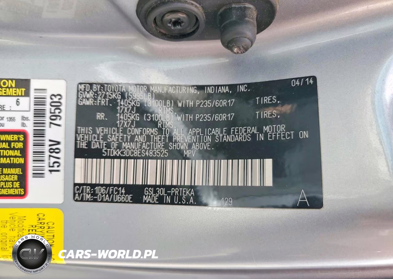 2014 Toyota Sienna Le VIN:5TDKK3DC8ES483525 - 12