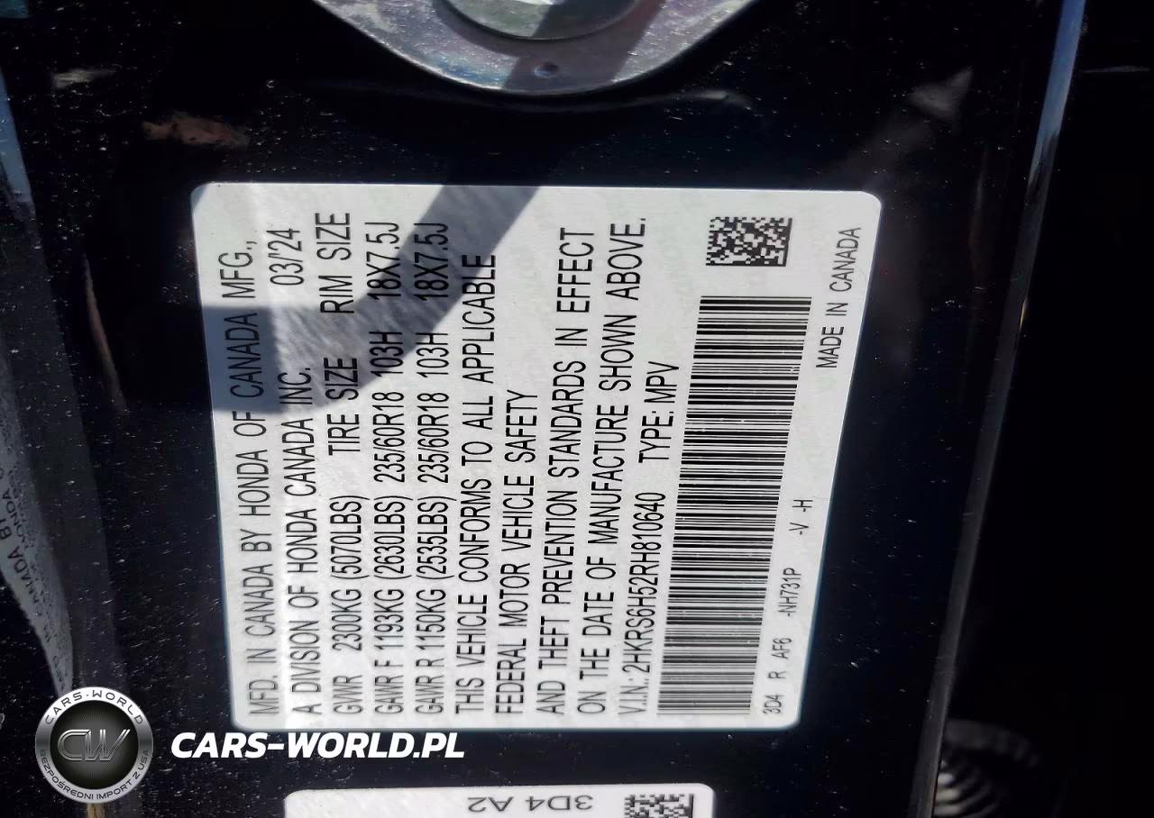 2024 Honda Cr-V Sport VIN:2HKRS6H52RH810640 - 13
