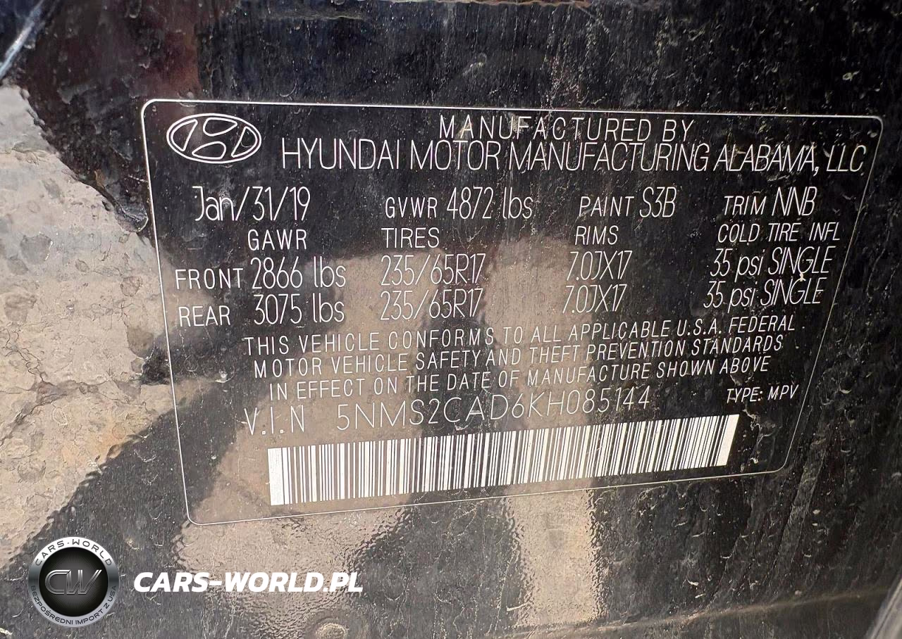 2019 Hyundai Santa Fe Se VIN:5NMS2CAD6KH085144 - 10