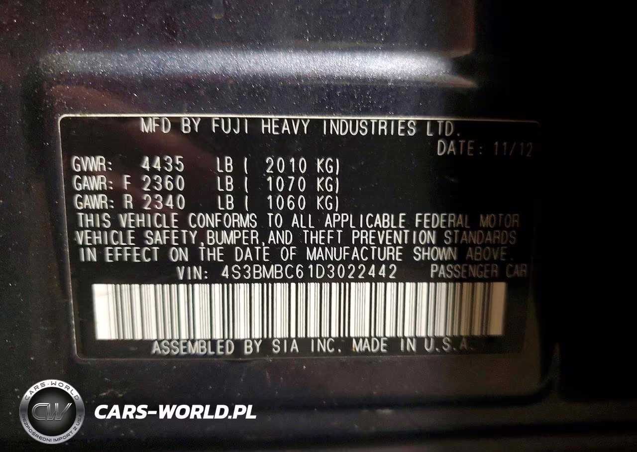 2013 Subaru Legacy 2.5I Premium VIN:4S3BMBC61D3022442 - 13
