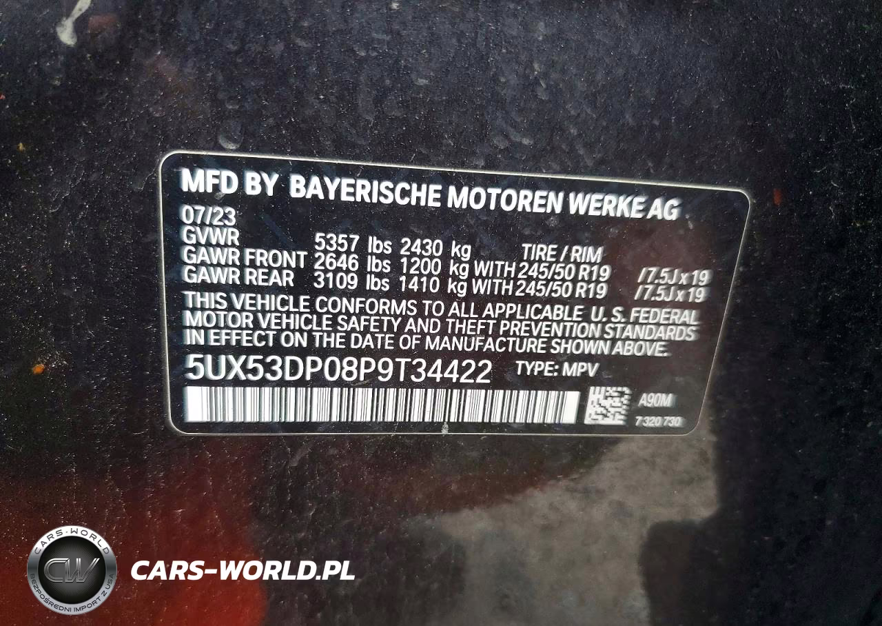 2023 BMW X3 xDrive30I VIN:5UX53DP08P9T34422 - 13