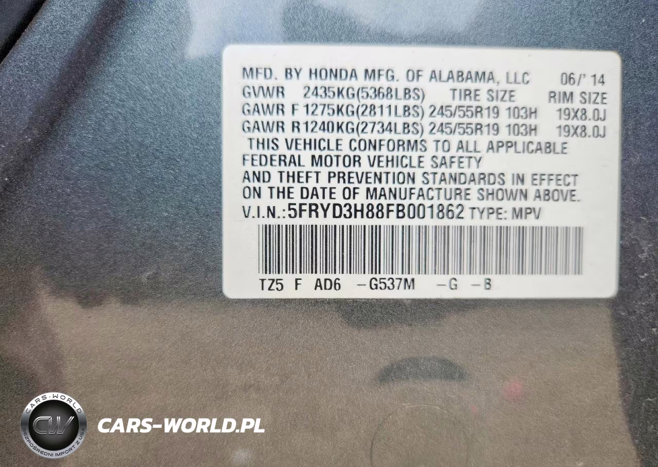 2015 Acura Mdx Advance VIN:5FRYD3H88FB001862 - 14