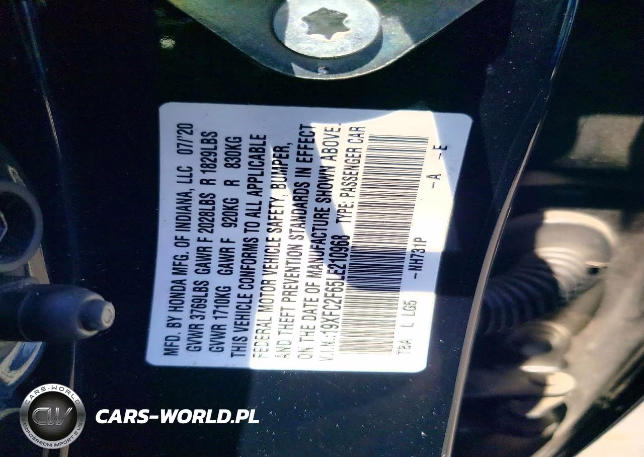 2020 Honda Civic Lx VIN:19XFC2F65LE210968 - 13