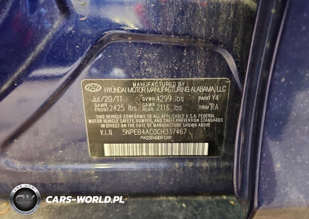 2012 Hyundai Sonata Gls VIN:5NPEB4AC0CH337467 - 12
