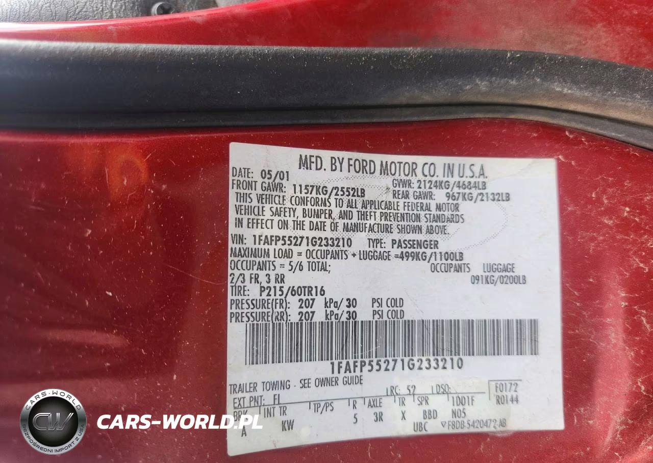 2001 Ford Taurus Ses VIN:1FAFP55271G233210 - 12