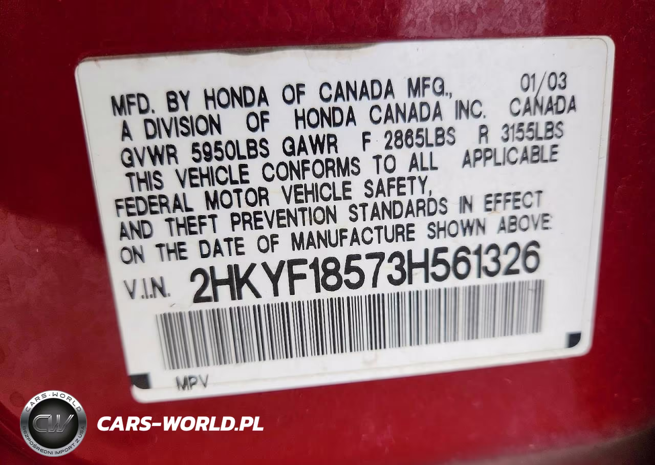 2003 Honda Pilot Exl VIN:2HKYF18573H561326 - 12