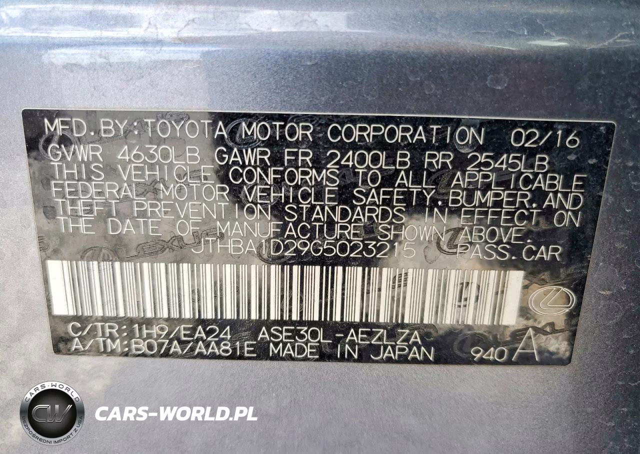 2016 Lexus Is 200T VIN:JTHBA1D29G5023215 - 12