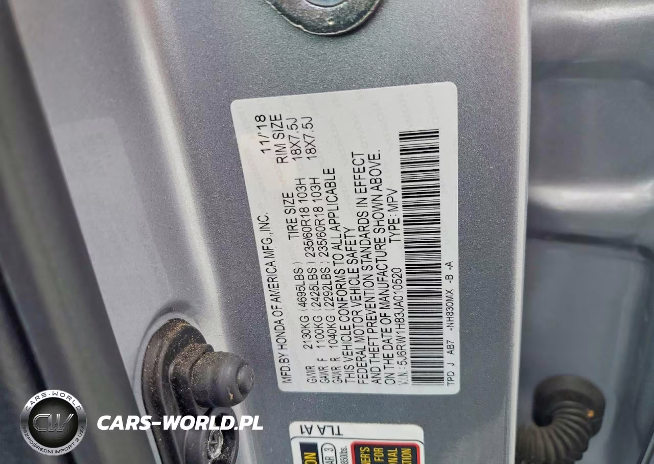 2018 Honda Cr-V Exl VIN:5J6RW1H83JA010520 - 13