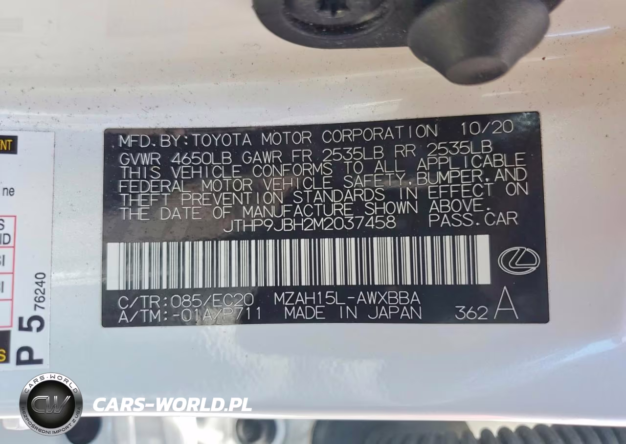 2021 Lexus Ux 250H VIN:JTHP9JBH2M2037458 - 12