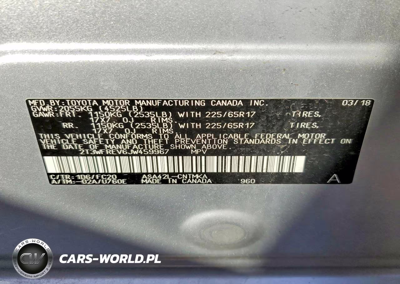 2018 Toyota Rav4 Xle VIN:2T3WFREV6JW459967 - 14