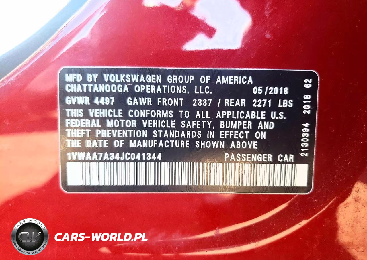 2018 Volkswagen Passat S VIN:1VWAA7A34JC041344 - 12