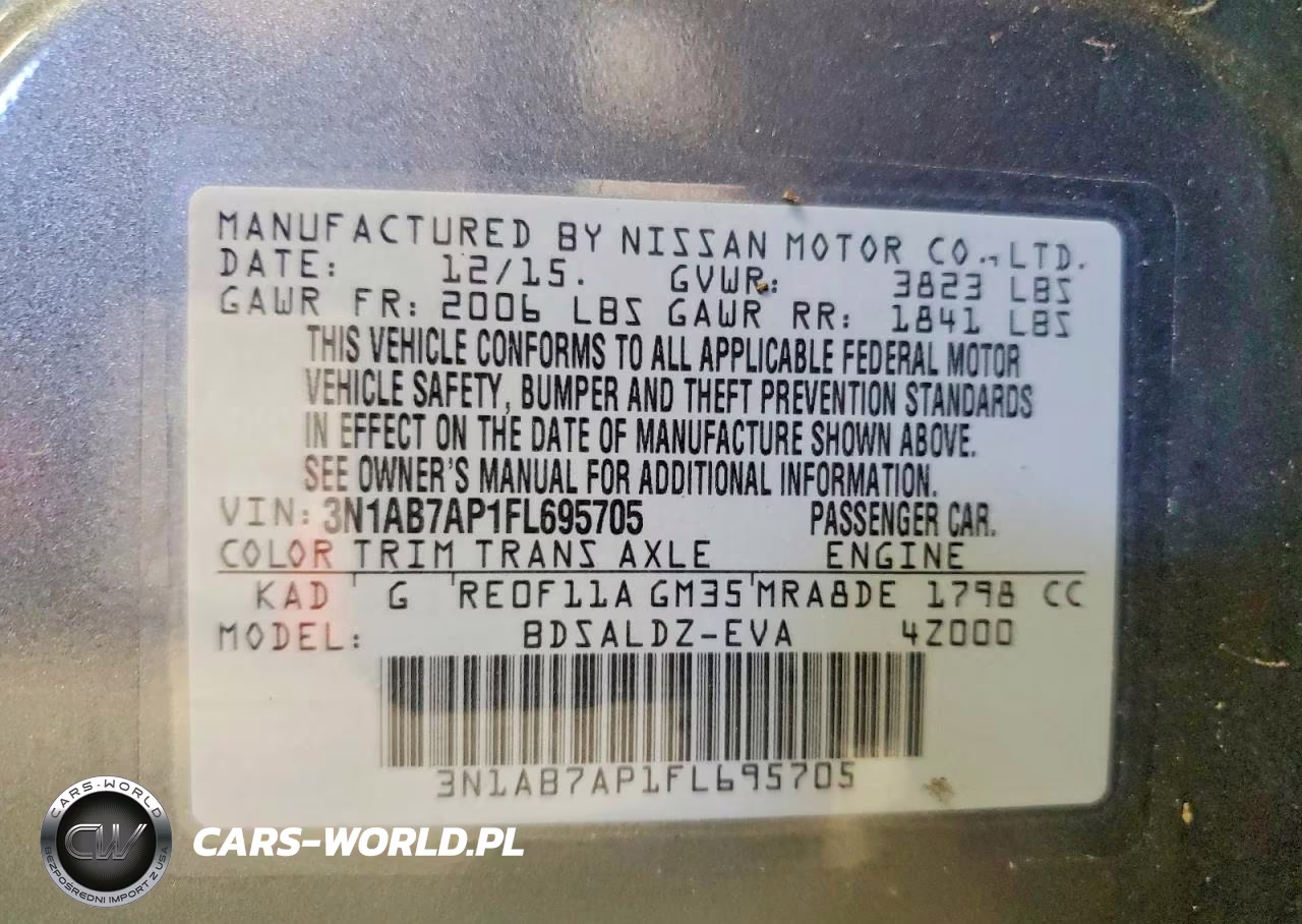2015 Nissan Sentra Sv VIN:3N1AB7AP1FL695705 - 12