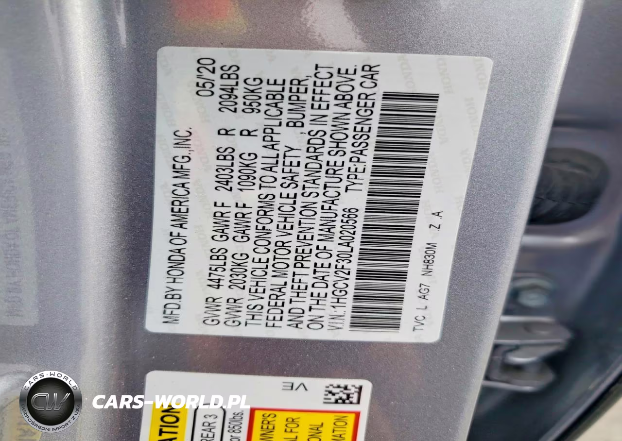 2020 Honda Accord Sport VIN:1HGCV2F30LA020566 - 12