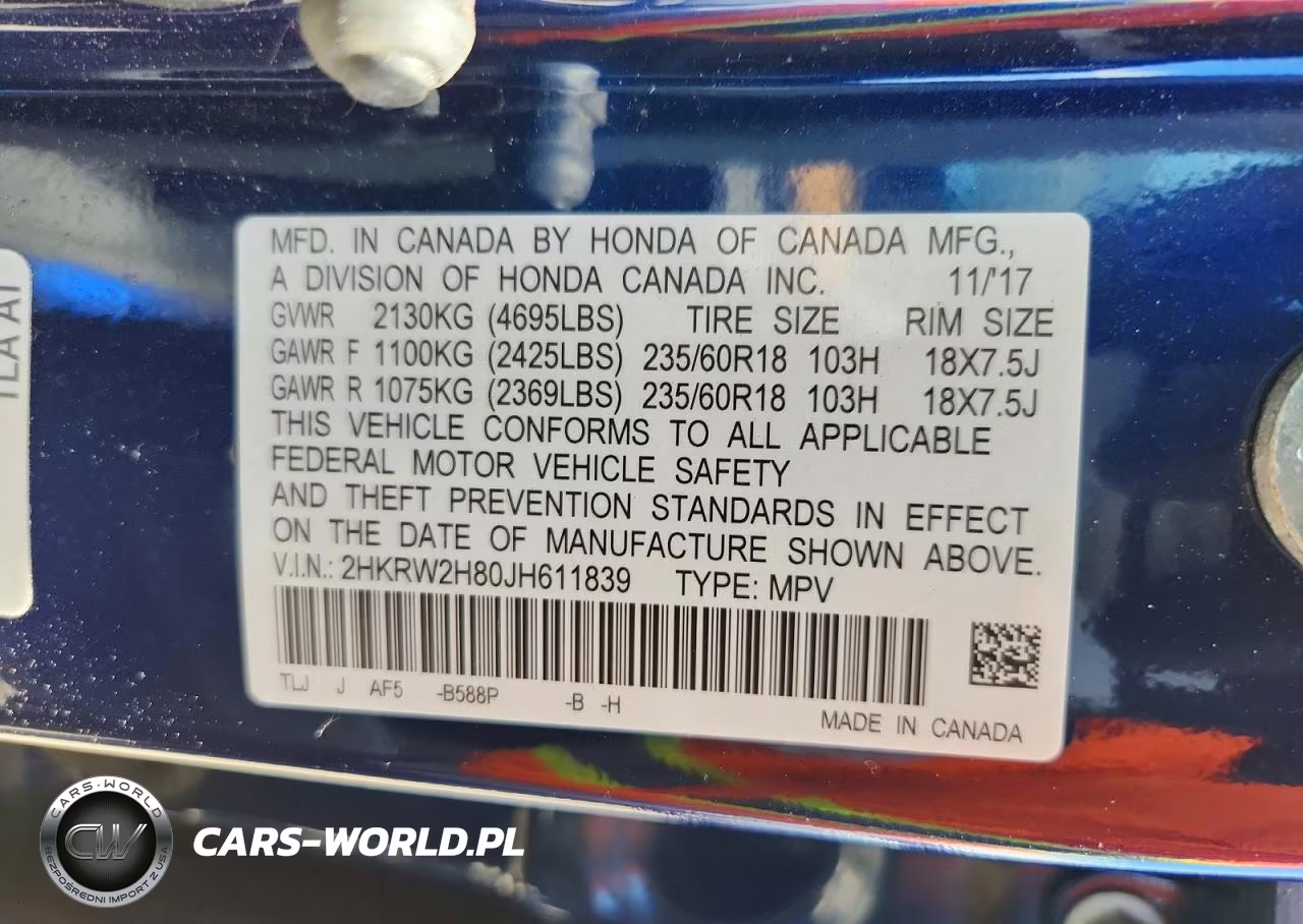2018 Honda Cr-V Exl VIN:2HKRW2H80JH611839 - 14