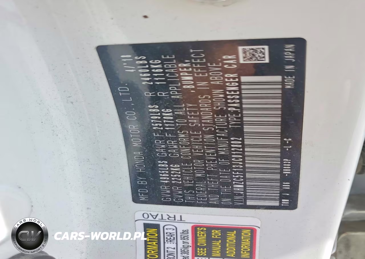 2018 Honda Clarity VIN:JHMZC5F13JC012802 - 12