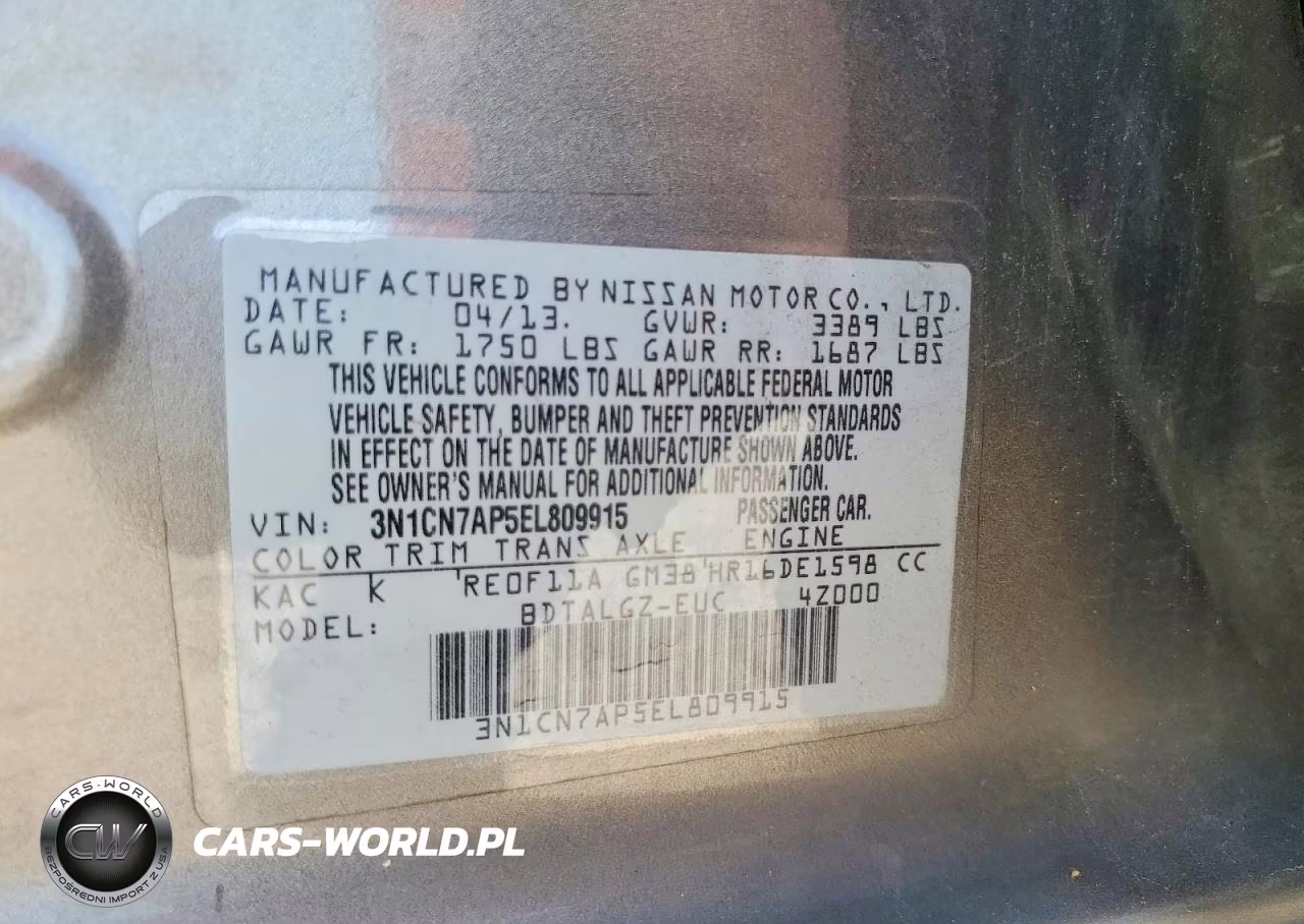 2014 Nissan Versa 1.6 S VIN:3N1CN7AP5EL809915 - 12