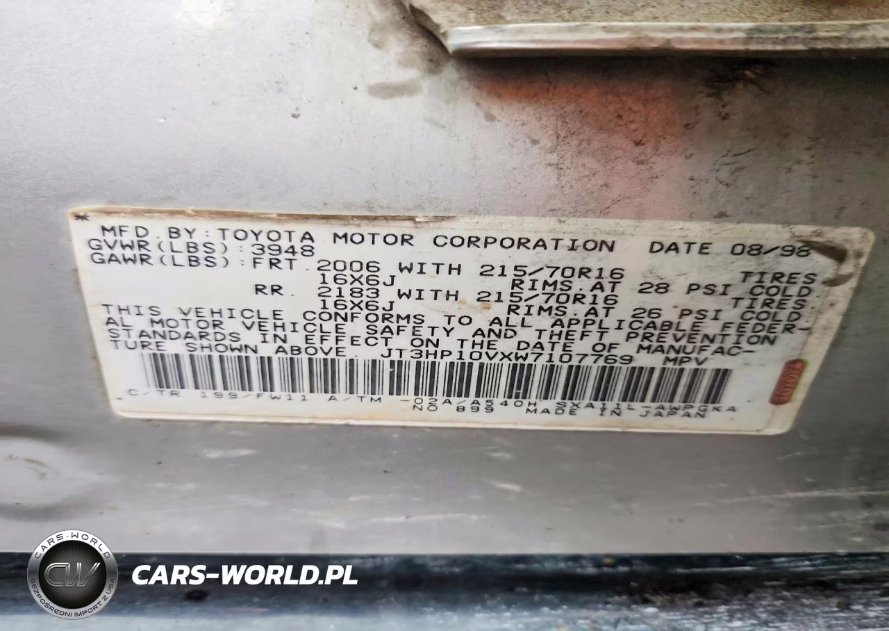 1998 Toyota Rav4 Base VIN:JT3HP10VXW7107769 - 13