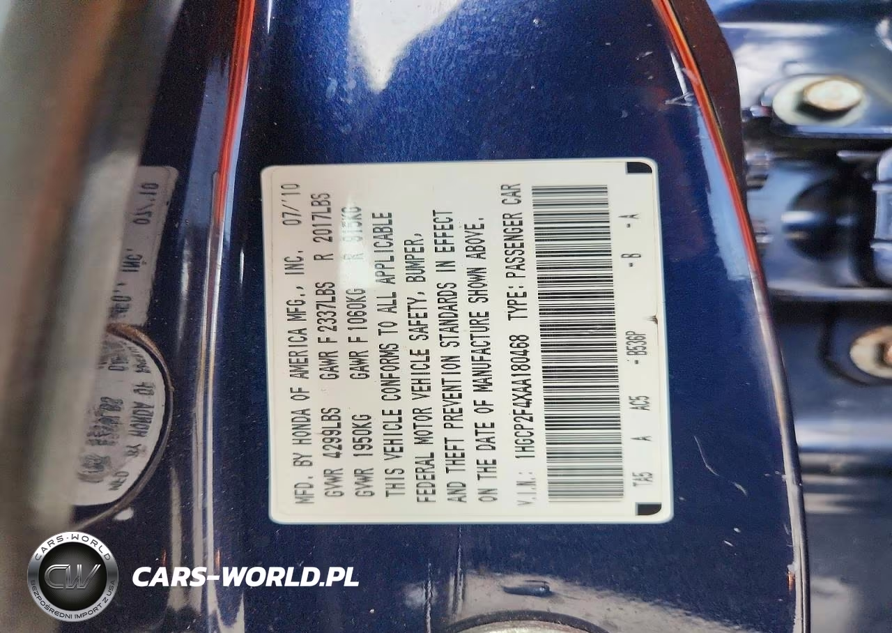 2010 Honda Accord Lxp VIN:1HGCP2F4XAA180468 - 13