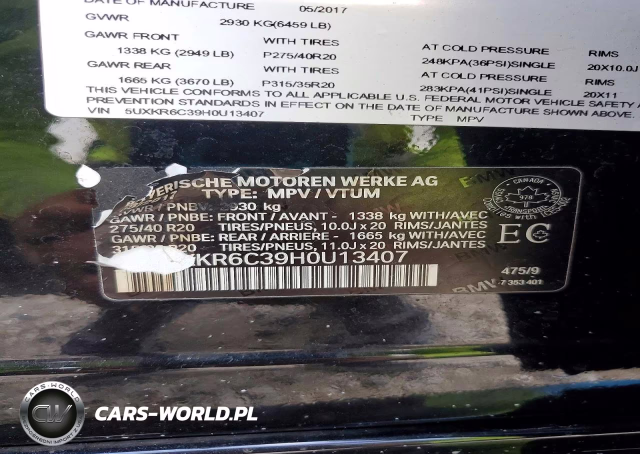 2017 BMW X5 xDrive50I VIN:5UXKR6C39H0U13407 - 13