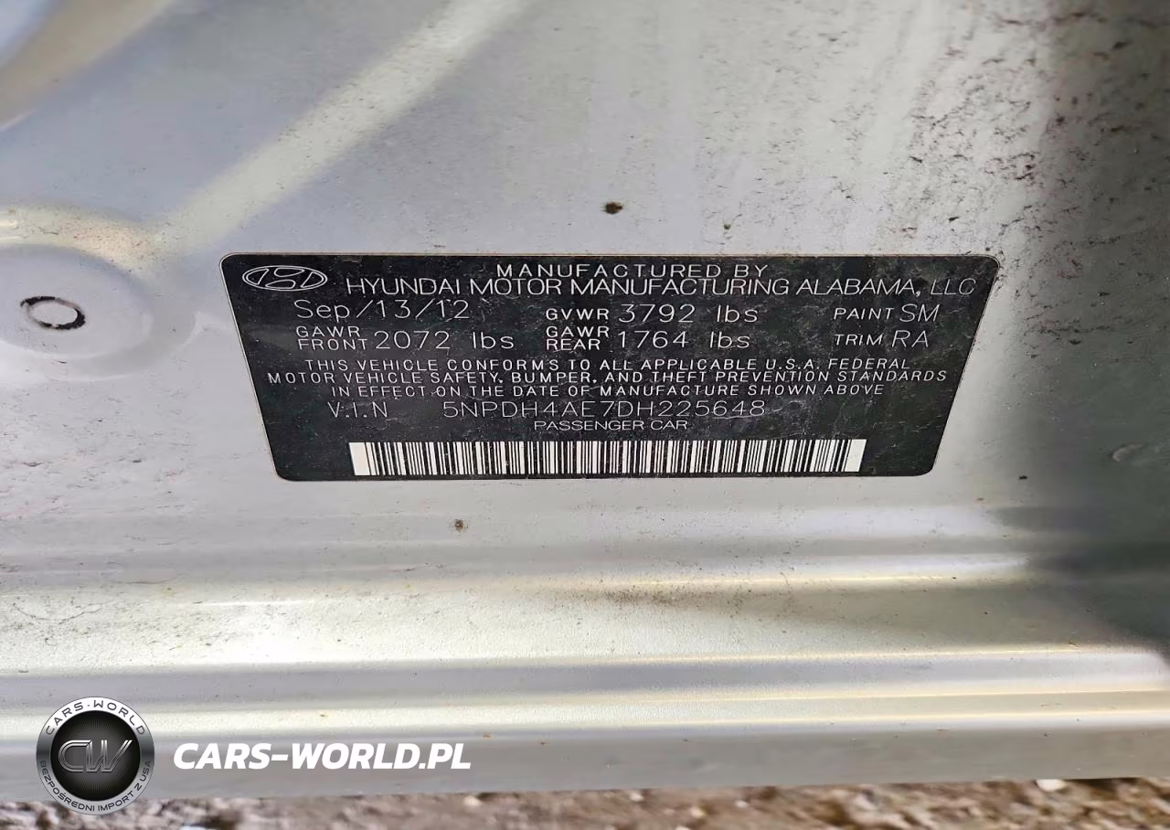 2013 Hyundai Elantra Gls VIN:5NPDH4AE7DH225648 - 12