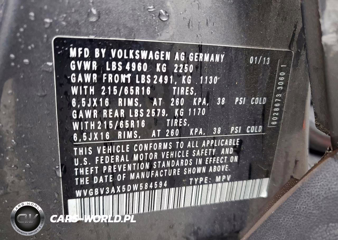 2013 Volkswagen Tiguan S VIN:WVGBV3AX5DW584594 - 13