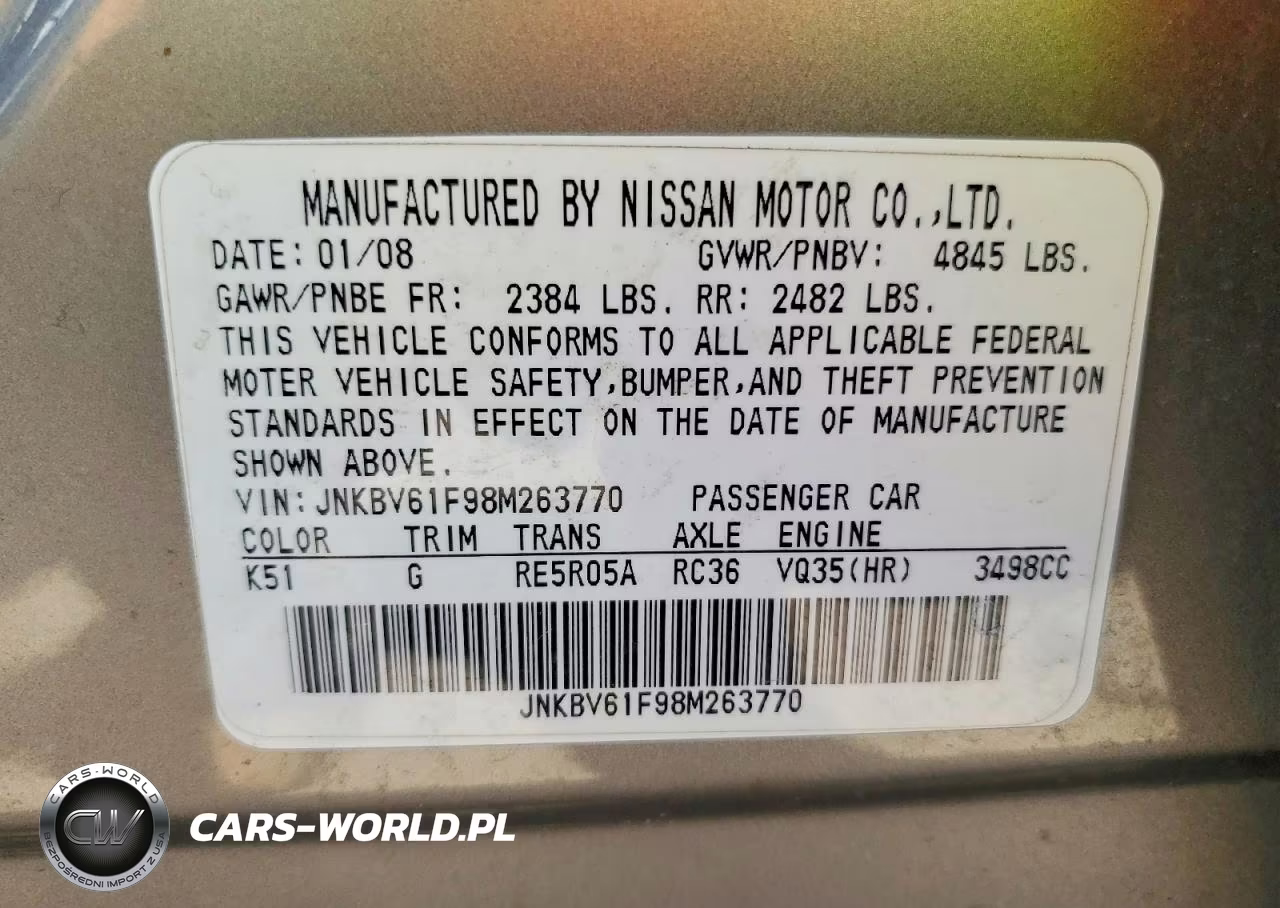 2008 Infiniti G35 X VIN:JNKBV61F98M263770 - 12