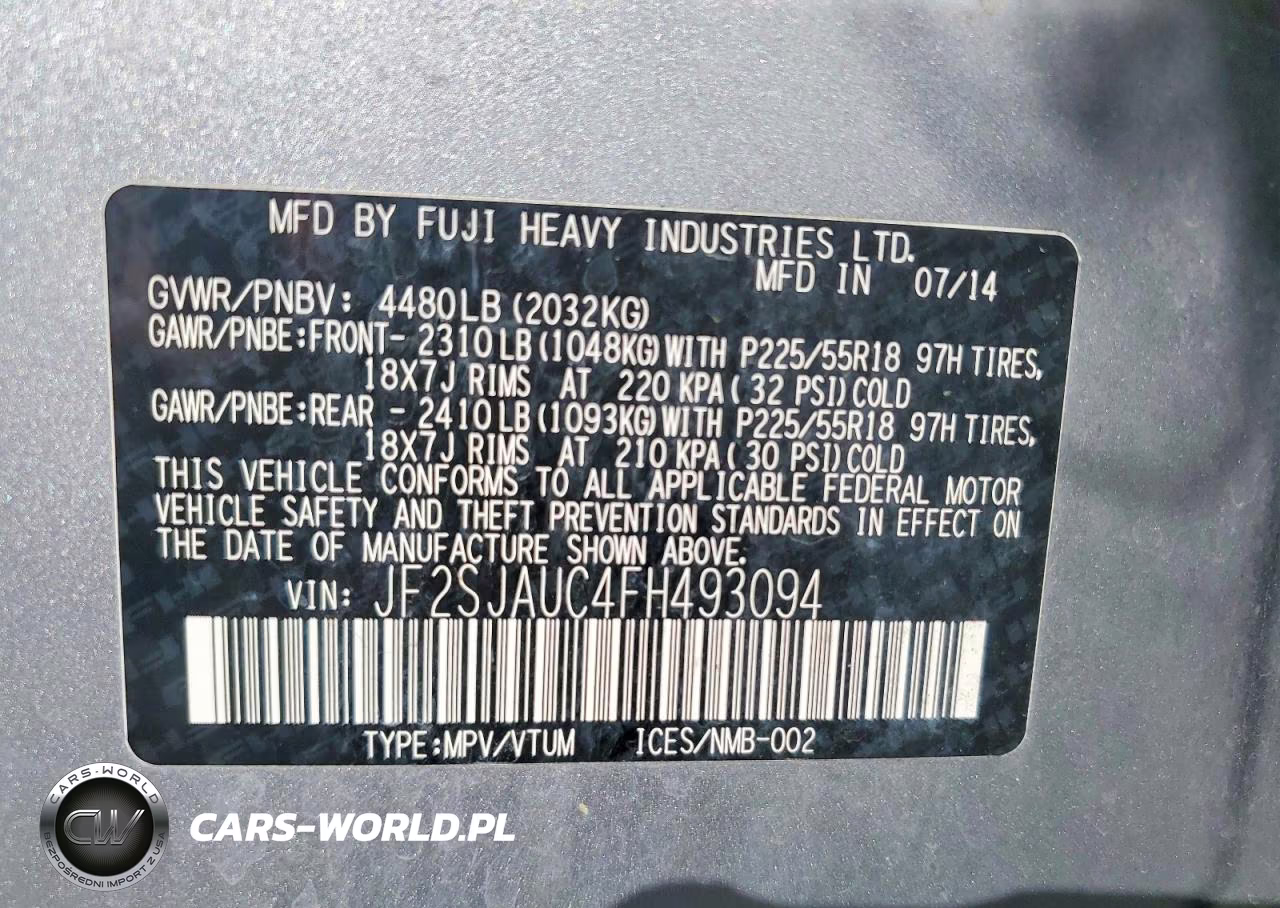 2015 Subaru Forester 2.5I Touring VIN:JF2SJAUC4FH493094 - 13