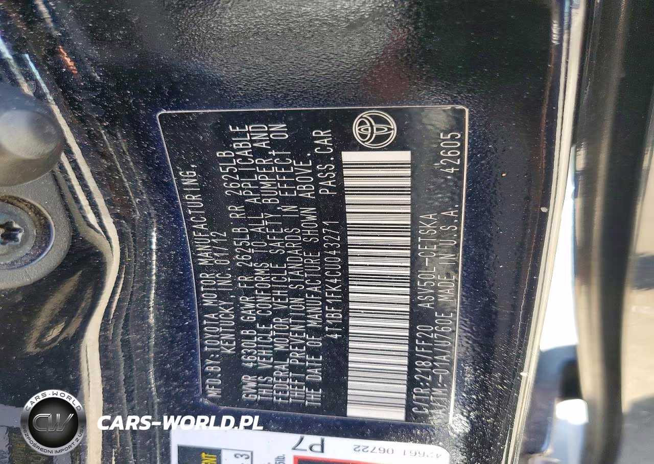 2012 Toyota Camry Se VIN:4T1BF1FK4CU043271 - 12