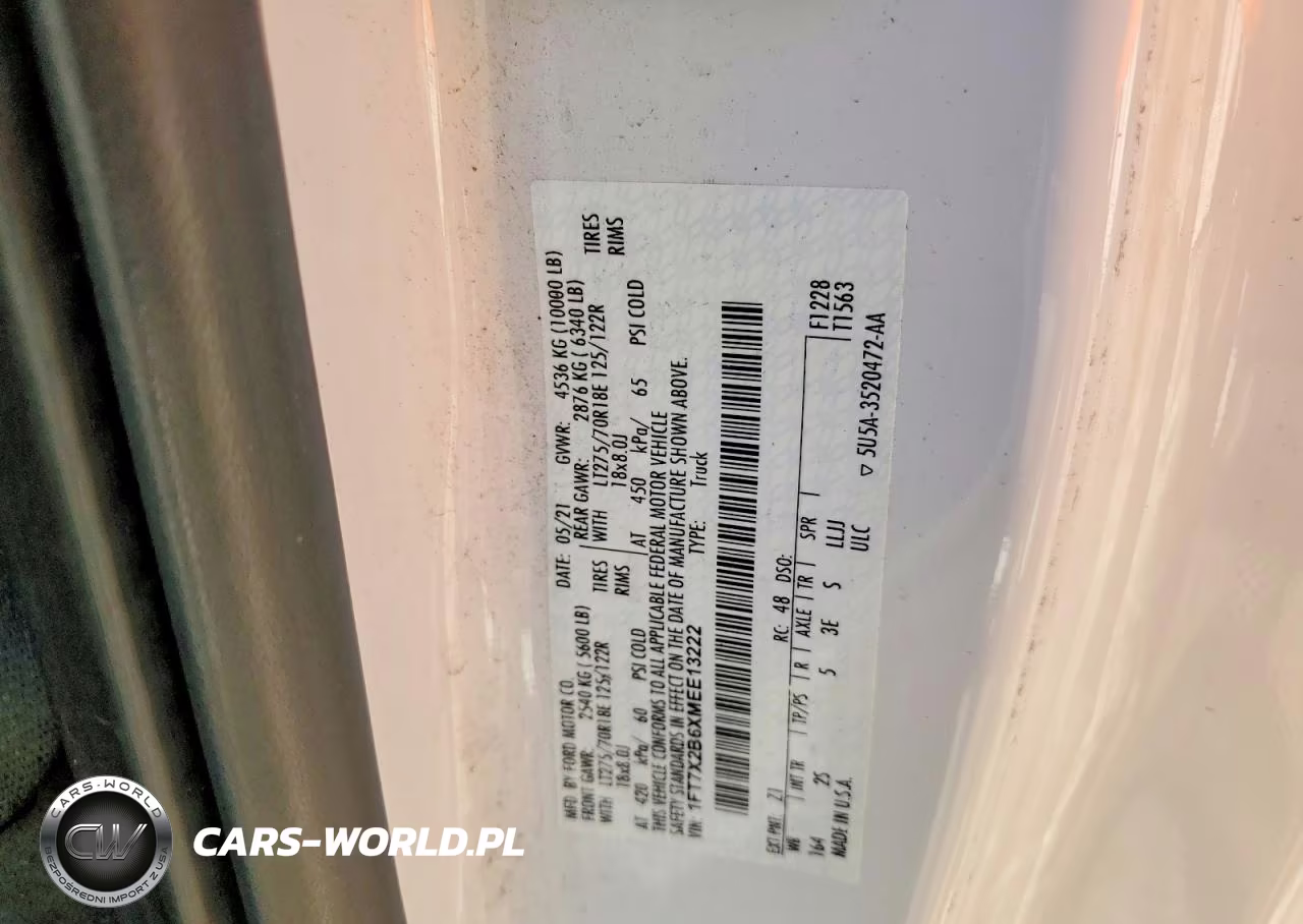 2021 Ford F250 Super Duty VIN:1FT7X2B6XMEE13222 - 12