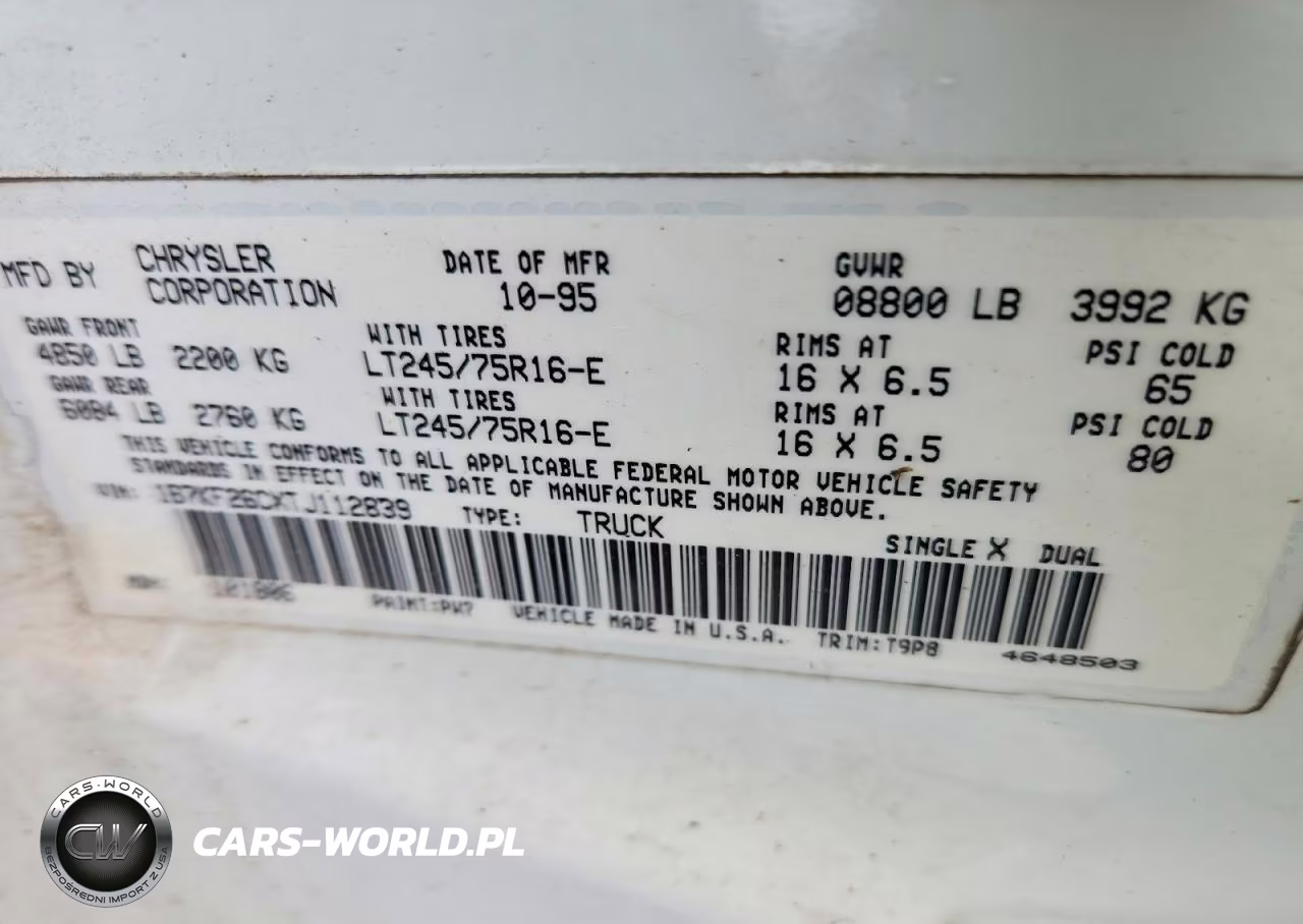 1996 Dodge Ram 2500 VIN:1B7KF26CXTJ112839 - 12