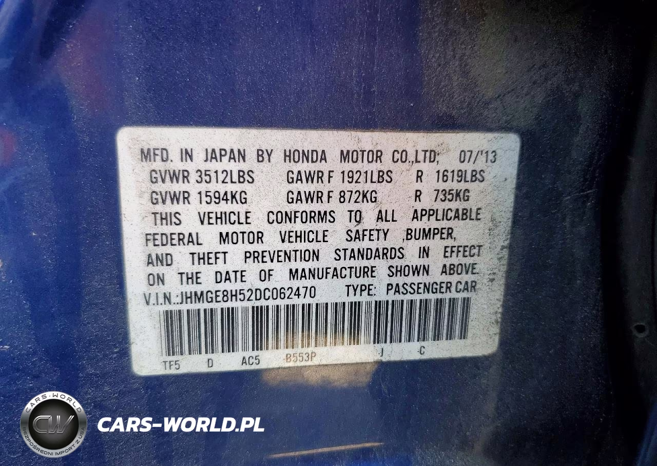 2013 Honda Fit Sport VIN:JHMGE8H52DC062470 - 14